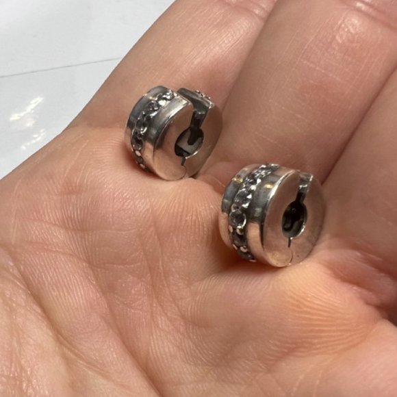 Pandora Clear Sparkling Clips x2 - Picture 7 of 11